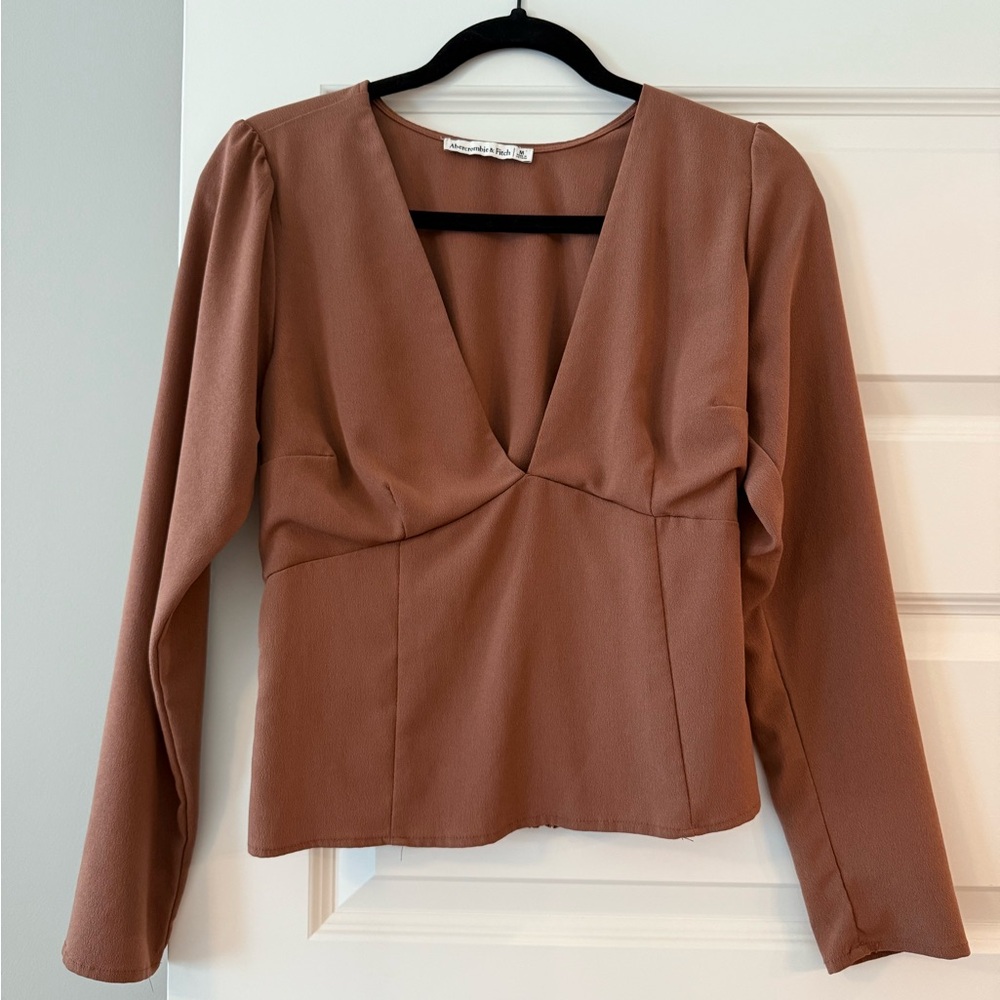 Abercrombie & Fitch Brown V-Neck Women's Top